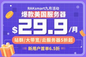 RAKsmart九月活动 美国服务器$29.9/月 站群/大带宽/云服务器5折起 新用户首单6.5折