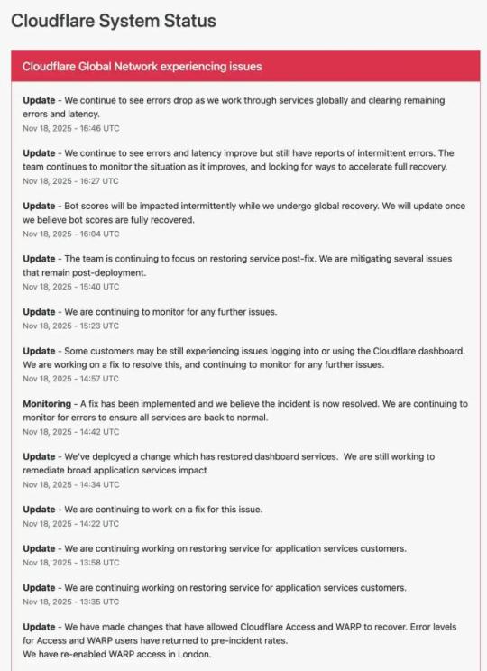 Cloudflare突发全球故障 官方发文称非网络攻击