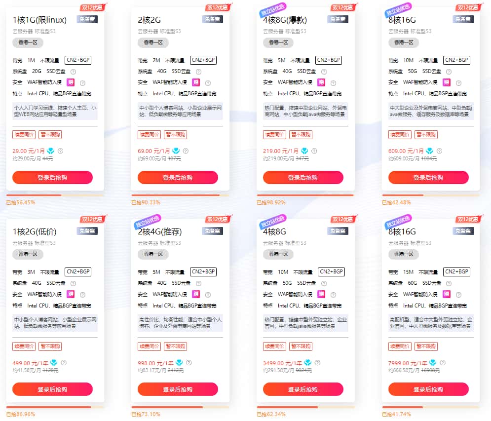 硅云双12活动 香港云服务器低至16.36元/月 海外云虚拟主机仅需4.42/月