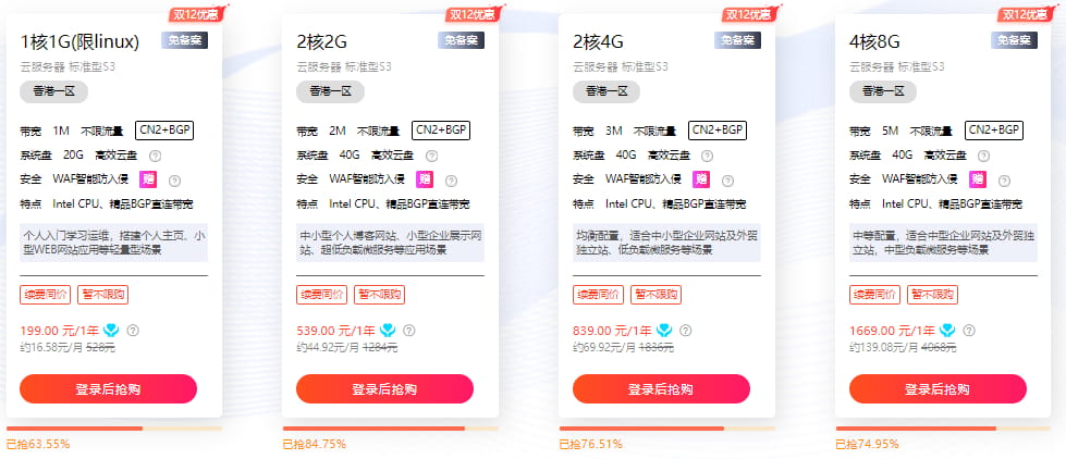 硅云双12活动 香港云服务器低至16.36元/月 海外云虚拟主机仅需4.42/月